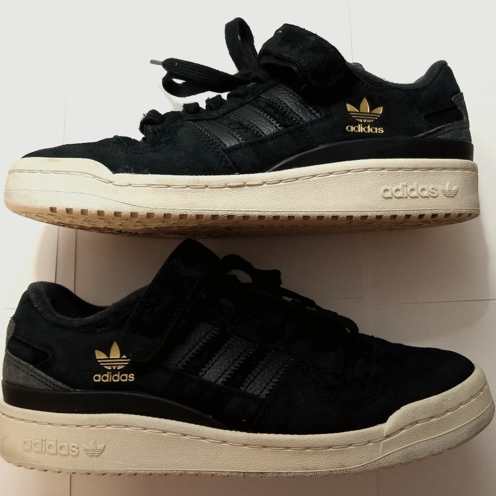 Adidas 84 Forum Low Black Gold Suede Sneakers Skate Shoes Q46366 Men’s Size 9